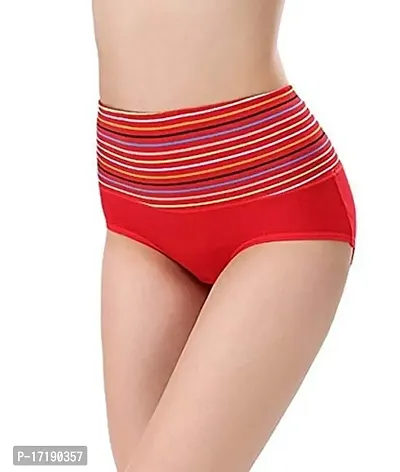 V2 FASHION Women's Multicolored - Panties - Cotton High Waist Tummy Control Panty-Pack of 2 (Free Size Up to 34 Waist) (Skin-Red)-thumb3