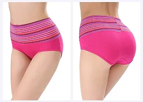 V2 FASHION Women's Multicolor Cotton High Waist Tummy Control Panty-Pack of 3 (Free Size Upto 34 Waist)-thumb2