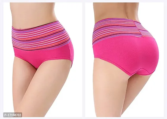 V2 FASHION Women's Multicolor Cotton High Waist Tummy Control Panty-Pack of 3 (Free Size Upto 34 Waist)-thumb3