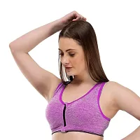 V2 FASHION Front Zip Sport Bra { Free Size 30 to 34 } (Purple, Free)-thumb3