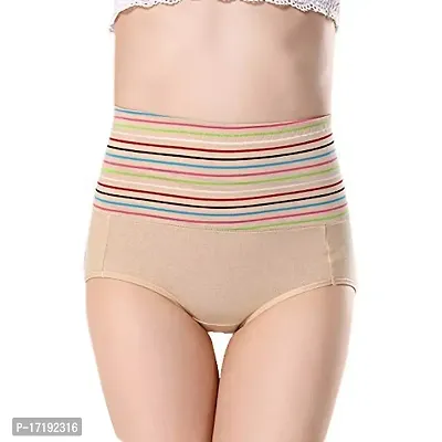 V2 FASHION Women's Multicolored - Panties - Cotton High Waist Tummy Control Panty-Pack of 2 (Free Size Up to 34 Waist) (Skin-Pink)-thumb2