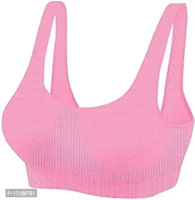 V2 FASHION Women's Nylon, Cotton Non-padded Wire Free Sports Bra (vsport_black, pink, purple_Free Size)-thumb2