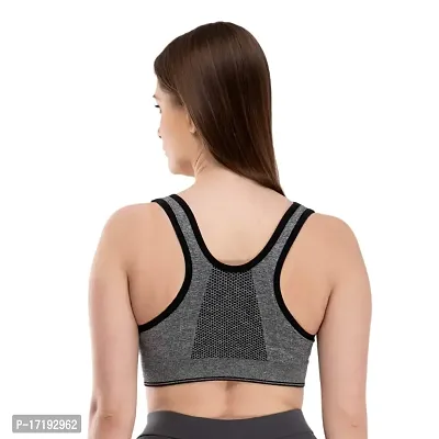 V2 FASHION Front Zip Sport Bra { Free Size 30 to 34 } (Black, Free)-thumb3