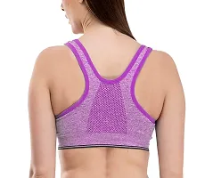 V2 FASHION Front Zip Sport Bra { Free Size 30 to 34 } (Purple, Free)-thumb1