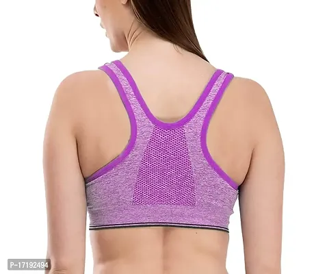 V2 FASHION Front Zip Sport Bra { Free Size 30 to 34 } (Purple, Free)-thumb2