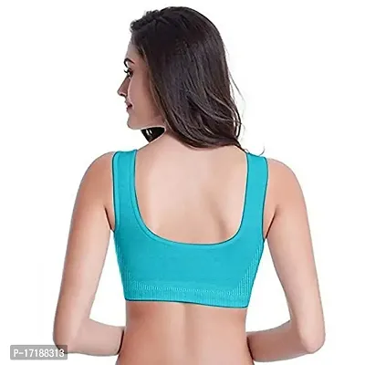 V2 FASHION Women's Nylon, Cotton Non Padded Wire Free Sports, Seamless Bra (vsport_Black, Pink, Rama_Free Size)-thumb2