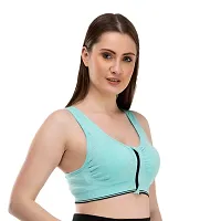 V2 FASHION Front Zip Sport Bra { Free Size 30 to 34 } (Sky, Free)-thumb2