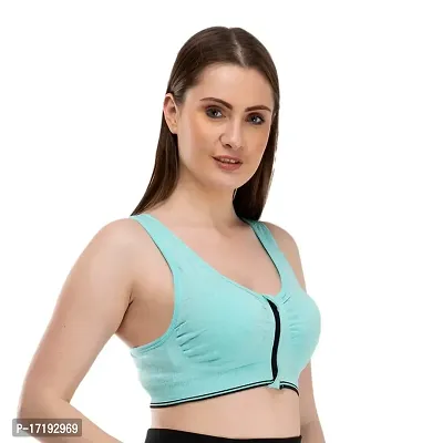 V2 FASHION Front Zip Sport Bra { Free Size 30 to 34 } (Sky, Free)-thumb3