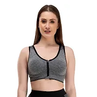 V2 FASHION Front Zip Sport Bra { Free Size 30 to 34 } (Black, Free)-thumb1