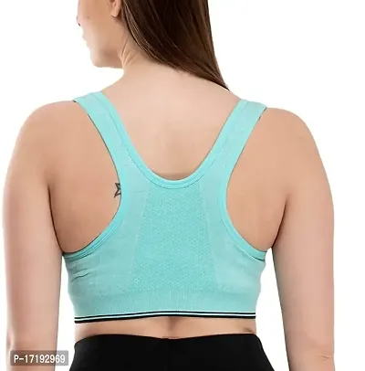 V2 FASHION Front Zip Sport Bra { Free Size 30 to 34 } (Sky, Free)-thumb2