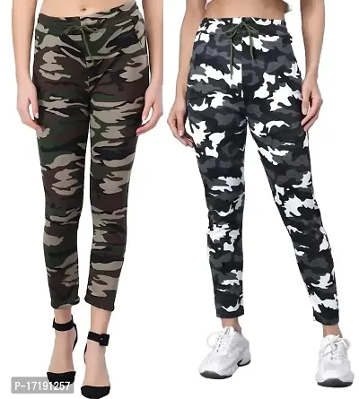 V2 FASHION Women's Skinny Fit Track Pants (Pack of 2) Size 26 to 30 (Coffe-Black Army)