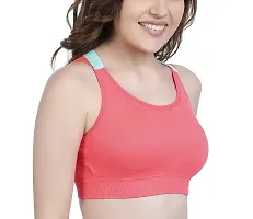 V2 FASHION Women's Nylon  Spandex Lightly Padded, with Removable Pads Non-Wired Sports Bra (Dark pich, Free)-thumb3