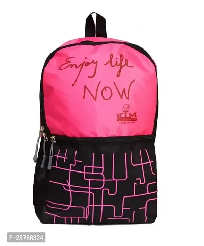 Kim Bag House Polyester Smart School Bag (Black Pink)-thumb0