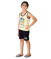 Cool Mark Boys Cotton Printed Tank Top and Short Set (Yellow::NavyBlue)-thumb3