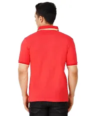 Cool Mark Men's Stylish Cotton Polo Neck Printed T-Shirt (Red)-thumb1