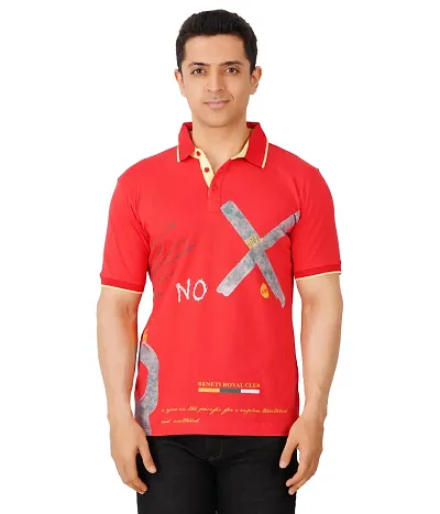 Cool Mark Men's Stylish Polo Neck T-Shirt (Red)