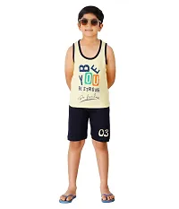 Cool Mark Boys Cotton Printed Tank Top and Short Set (Yellow::NavyBlue)-thumb2