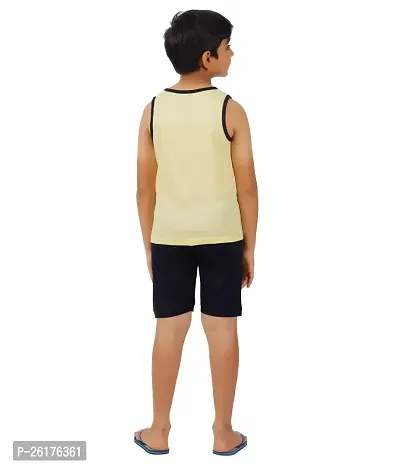 Cool Mark Boys Cotton Printed Tank Top and Short Set (Yellow::NavyBlue)-thumb2