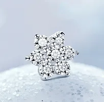 Women Silver Plated Snowflake Rhinestone Stud Earrings-thumb2