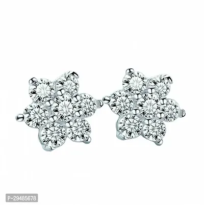 Womens Silver Plated Snowflake Rhinestone Stud Earrings-thumb0