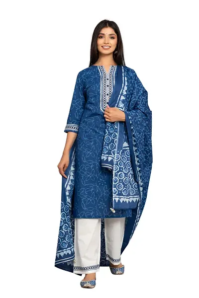 Stylish Kurta And Pant With Dupatta Set For Women