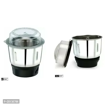 Modern Mixer Chutney Jar Mixer Grinder Jar Suitable For All Local And Branded Mixer Which Comes With 2 Lock And 4 Teeth Coupler, Stainless Steel Pack Of 2-thumb0