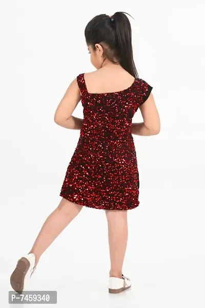 Stylish Fancy Velvet Embellished Above Knee Sleeveless Party Dress For Girls-thumb2