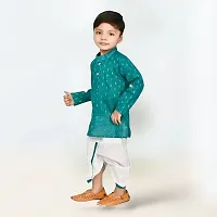 Stylish Green Cotton Blend Printed Kurta and Dhoti Pant Set For Boys-thumb3