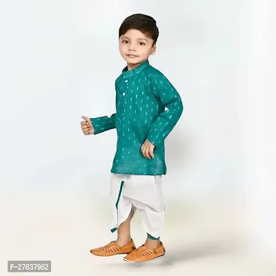 Stylish Green Cotton Blend Printed Kurta and Dhoti Pant Set For Boys-thumb4