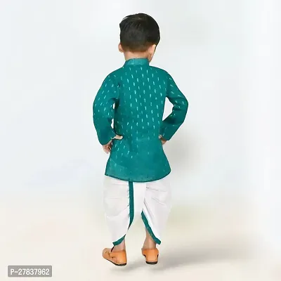 Stylish Green Cotton Blend Printed Kurta and Dhoti Pant Set For Boys-thumb2