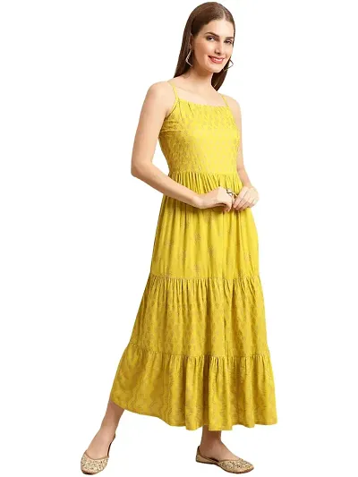 Khushank Women and Girls Rayon Fabric Kurti Gown Anarkali with Handwork Kurti for Women