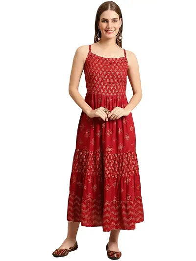 Khushank Women and Girls Rayon Fabric Kurti Gown Anarkali with Handwork Kurti for Women