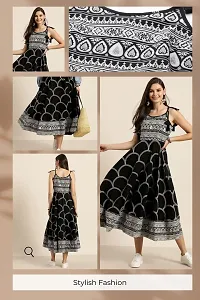 Khushank Women and Girls Rayon Fabric Printed Kurti Gown Anarkali with Handwork Kurti for Women-thumb4