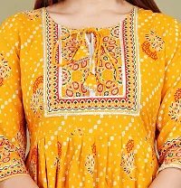 Khushank Women and Girls Rayon Fabric Printed Kurti Gown Anarkali with Handwork Kurti for Women-thumb4