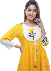 Khushank Women and Girls Rayon Fabric Printed Kurti Gown Anarkali with Handwork Kurti for Women-thumb2