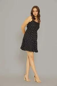 Khushank Rayon Black Polka Dot Mini Dress for Woman's and Girl's Size -38-thumb4