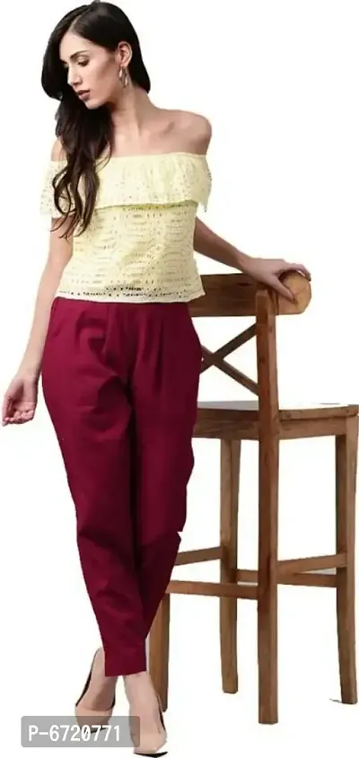 Womens Mahroon Cotton Pant