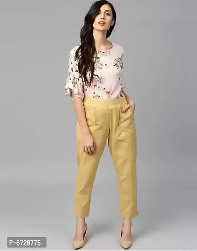 Womens Yellow Cotton Pant