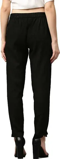 Womens Black Cotton Pant-thumb1