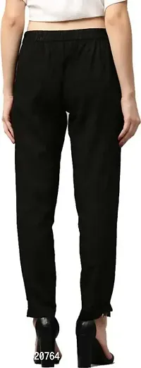 Womens Black Cotton Pant-thumb2