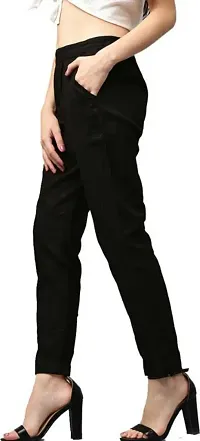 Womens Black Cotton Pant-thumb2