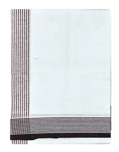 TUNI MANI Men's Cool Cotton Single Dhoti/L: 2.0meter x H: 1.2meter (White(Black-B))