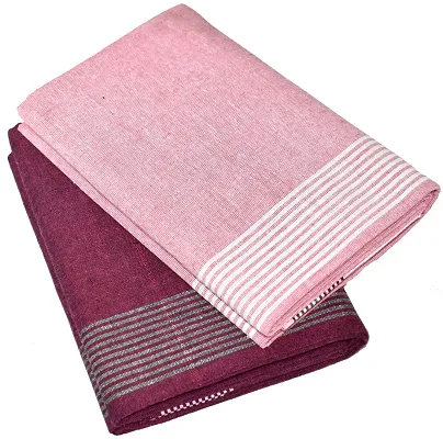 TUNI MANI Men's Cool Cotton Dhoti Plain Solid/Length: 2.0m (Pack of 2) (#16 Pink & Rose)