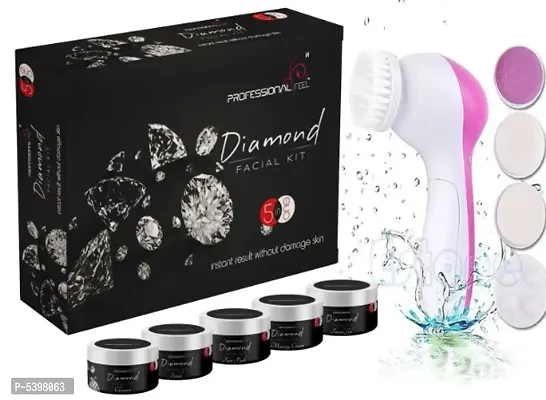 Professional Feel DIAMOND Facialkit (250g) With Facial Massager Machine 5 in 1 (Pack Of 2)-thumb0