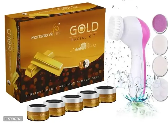 Professional Feel GOLD Facialkit (250g) With Facial Massager Machine 5 in 1 (Pack Of 2)-thumb0