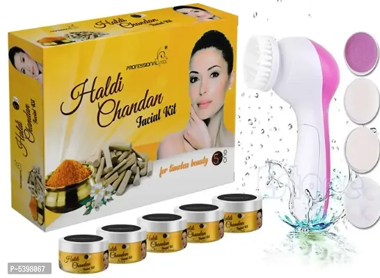 Professional Feel HALDI CHANDAN Facialkit (250g) With Facial Massager Machine 5 in 1 (Pack Of 2)