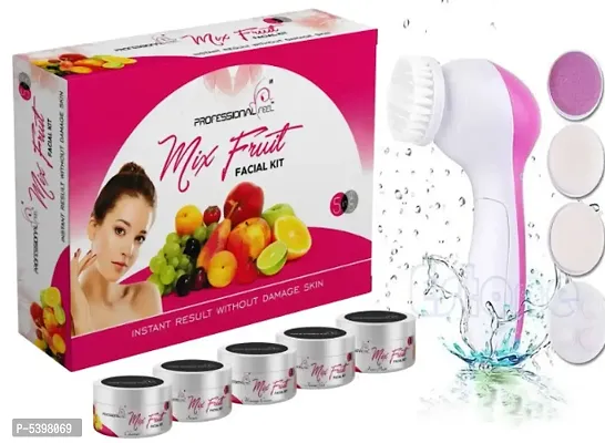 Professional Feel MIX FRUIT Facialkit (250g) With Facial Massager Machine 5 in 1 (Pack Of 2)-thumb0