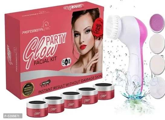 Professional Feel PARTY GLOW Facialkit (250g) With Facial Massager Machine 5 in 1 (Pack Of 2)-thumb0