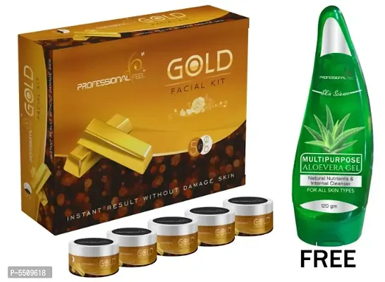 Professional Feel GOLD Facialkit (250g) With Aloevera Gel (120g) Pack Of 2