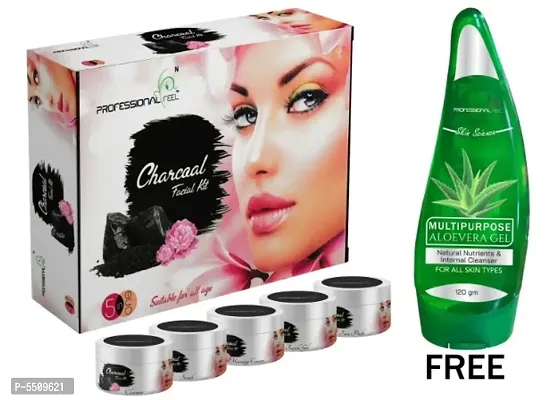 Professional Feel CHARCOAL Facialkit (250g) With Aloevera Gel (120g) Pack Of 2